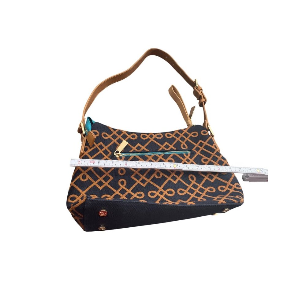 Spartina 449 Womens Brown Black Linen Leather Shoulder Handbag KU 8930 - Picture 12 of 16
